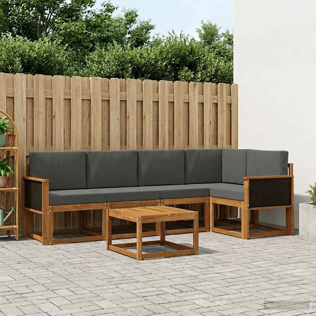 Outdoor-Sofagarnitur 6 stk. Natur und Anthrazit
