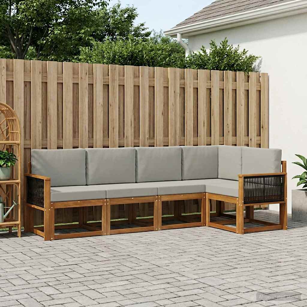 Outdoor-Sofagarnitur 6 stk. Natürlich und Hellgrau