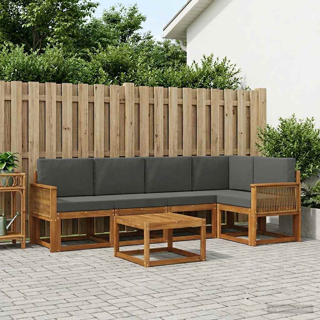 Outdoor-Sofagarnitur 6 stk. Natur und Anthrazit