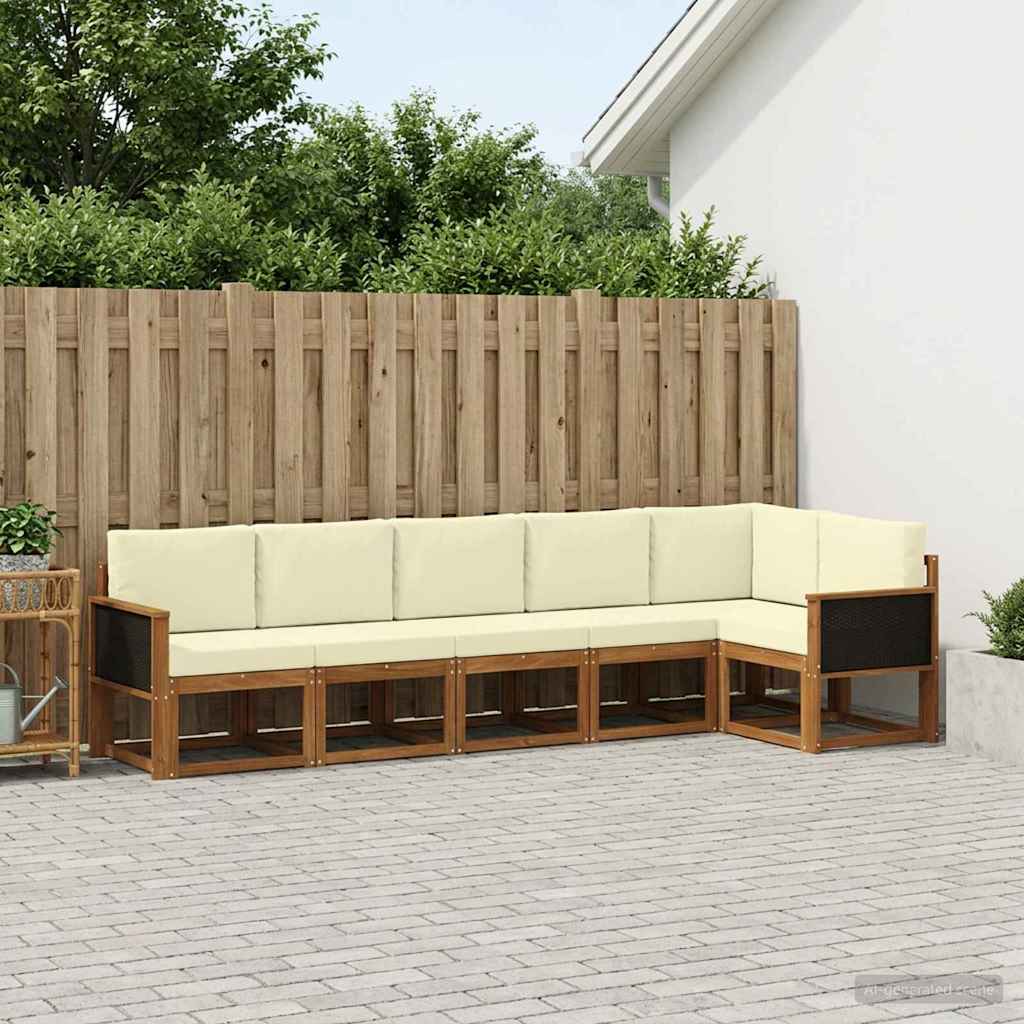 Outdoor-Sofagarnitur 6 stk. Natur und Creme Polyester