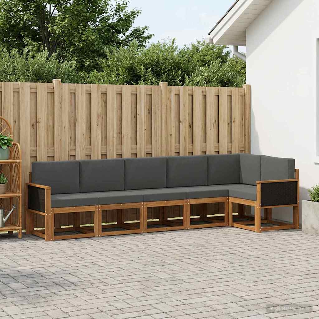 Outdoor-Sofagarnitur 6 stk. Natur und Anthrazit Polyester