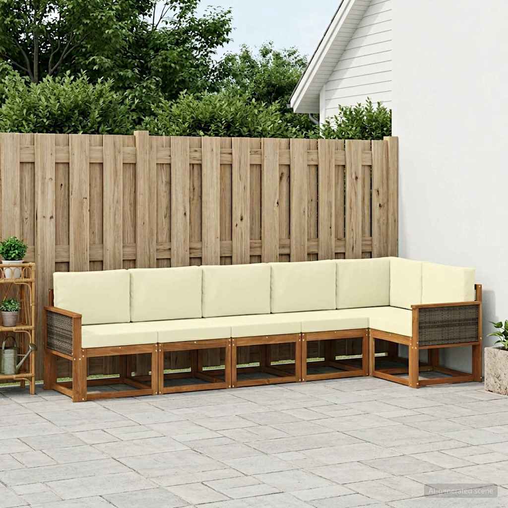 Outdoor-Sofagarnitur 6 stk. Natur und Creme Polyester