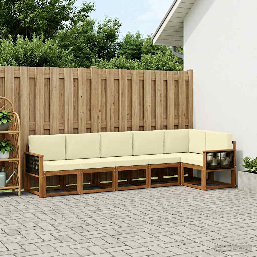 Outdoor-Sofagarnitur 6 stk. Natur und Creme Polyester