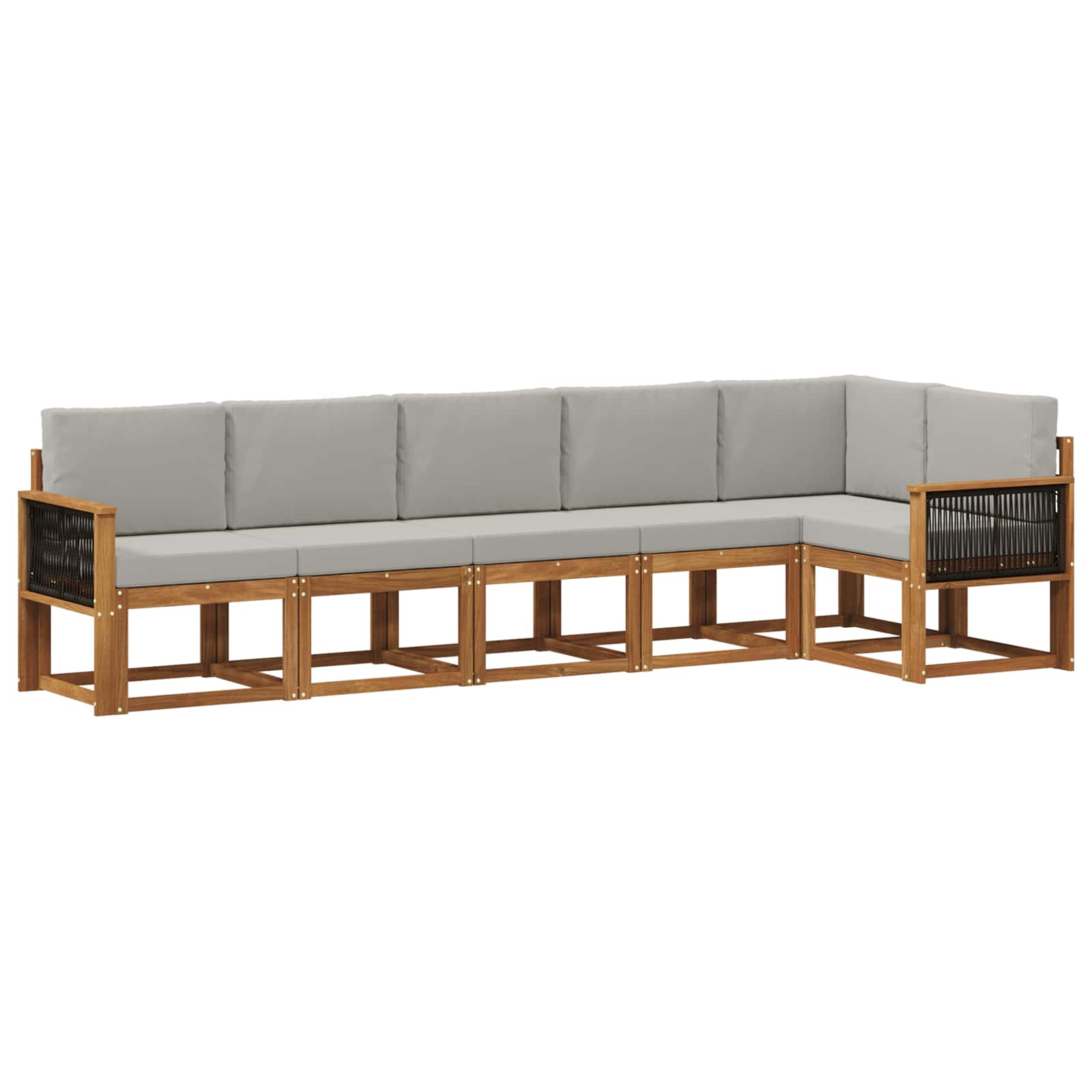 Outdoor-Sofagarnitur 6 stk. Natürlich und Hellgrau Polyester