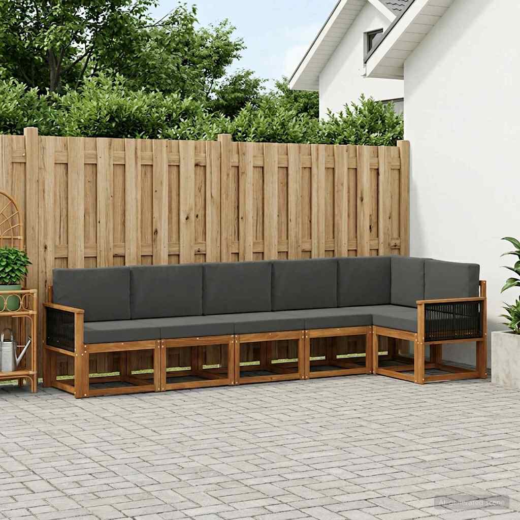 Outdoor-Sofagarnitur 6 stk. Natur und Anthrazit Polyester