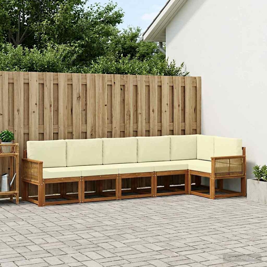 Outdoor-Sofagarnitur 6 stk. Natur und Creme Polyester