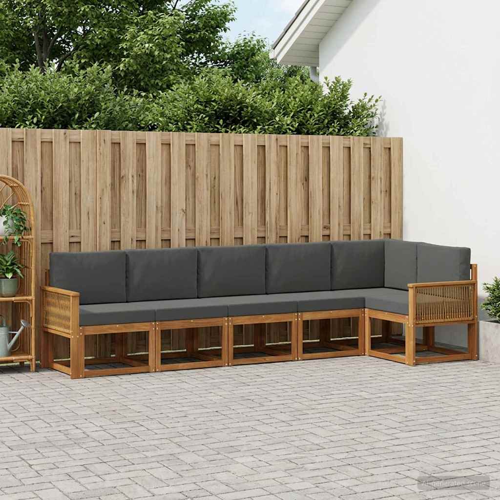Outdoor-Sofagarnitur 6 stk. Natur und Anthrazit Polyester