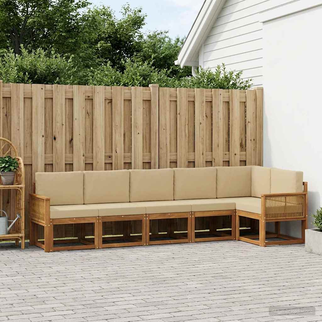Outdoor-Sofagarnitur 6 stk. Natur und Beige Polyester