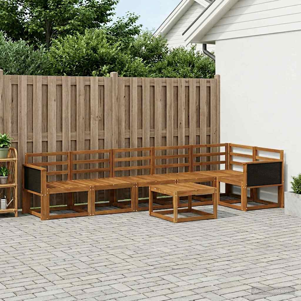 Outdoor-Sofagarnitur 7 stk. Natur Massivholz Akazie