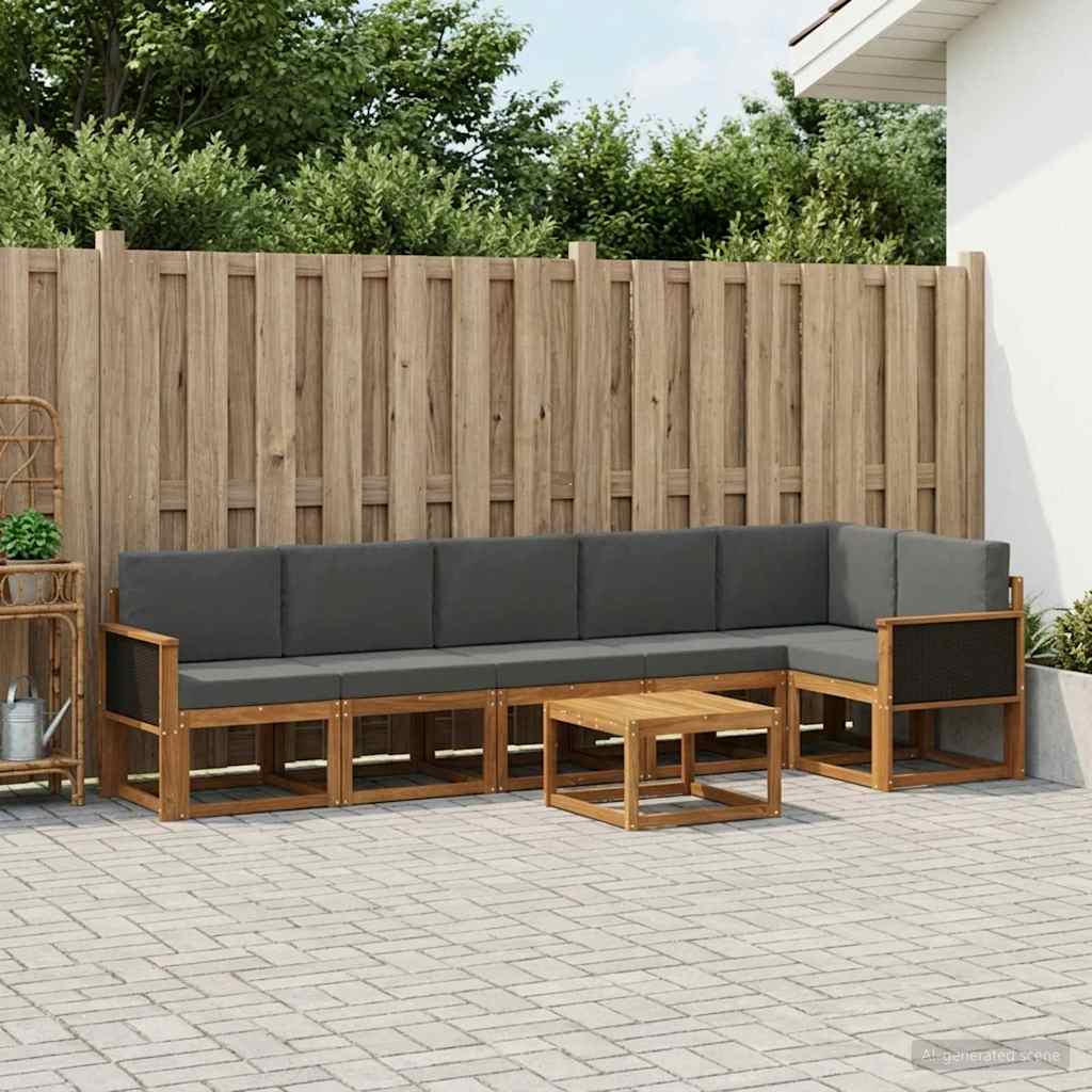 Outdoor-Sofagarnitur 7 stk. Natur und Anthrazit Polyester