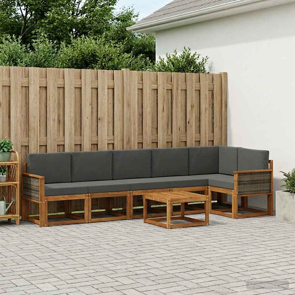 Outdoor-Sofagarnitur 7 stk. Natur und Anthrazit Polyester