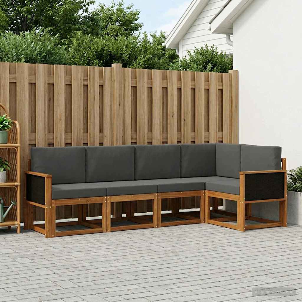 Outdoor-Sofagarnitur 7 stk. Natur und Anthrazit Polyester