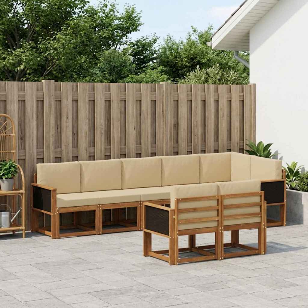 Outdoor-Sofagarnitur 8 stk. Natur und Beige Polyester