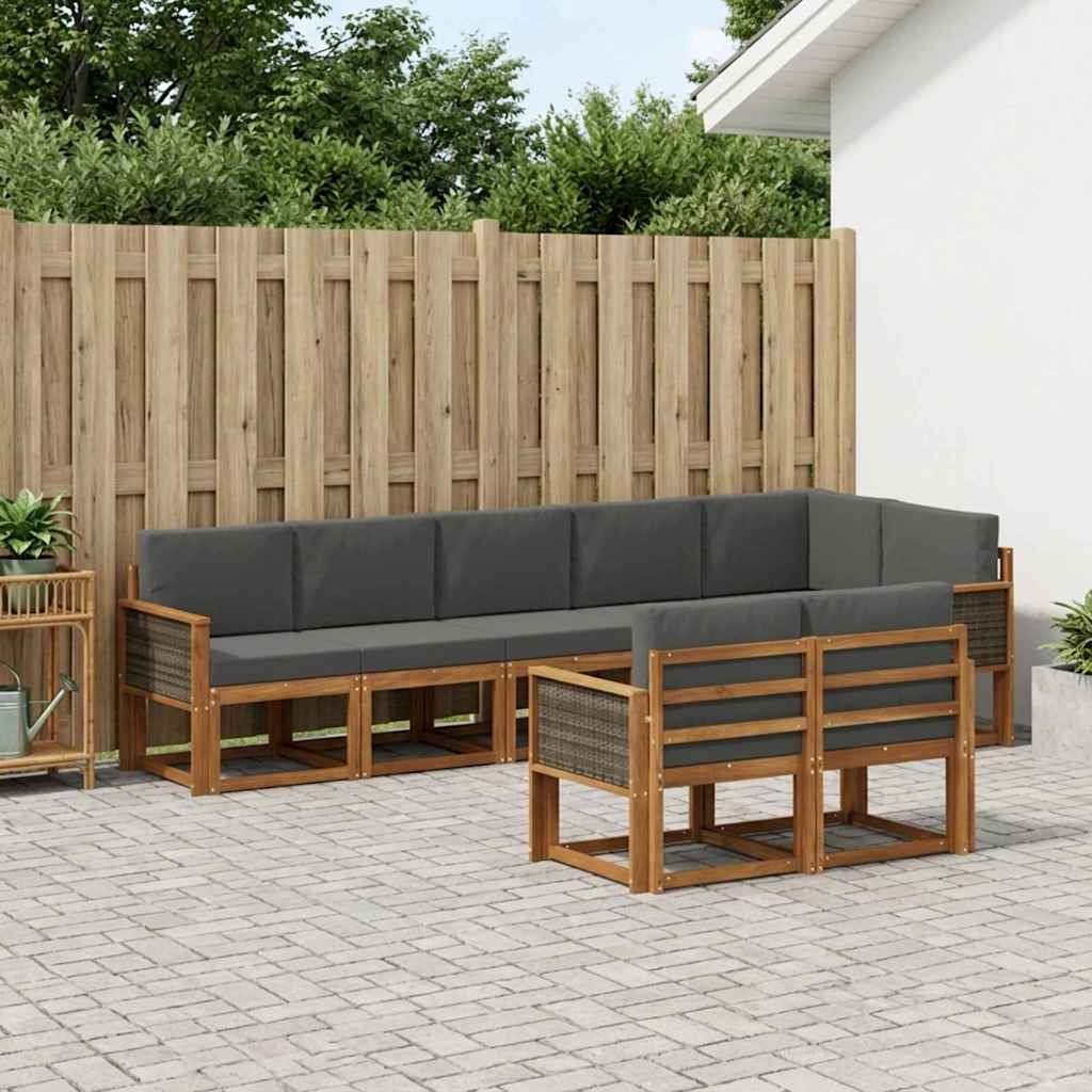 Outdoor-Sofagarnitur 8 stk. Natur und Anthrazit Polyester