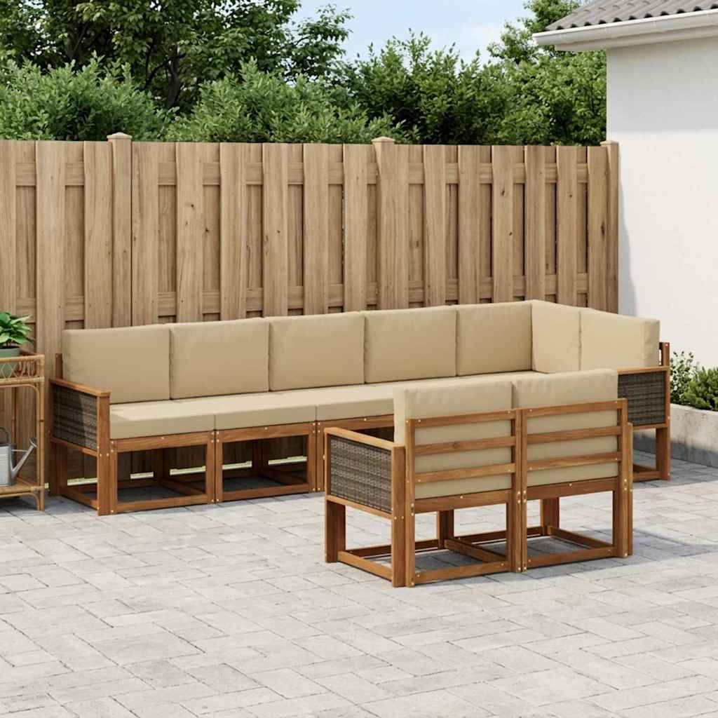 Outdoor-Sofagarnitur 8 stk. Natur und Beige Polyester