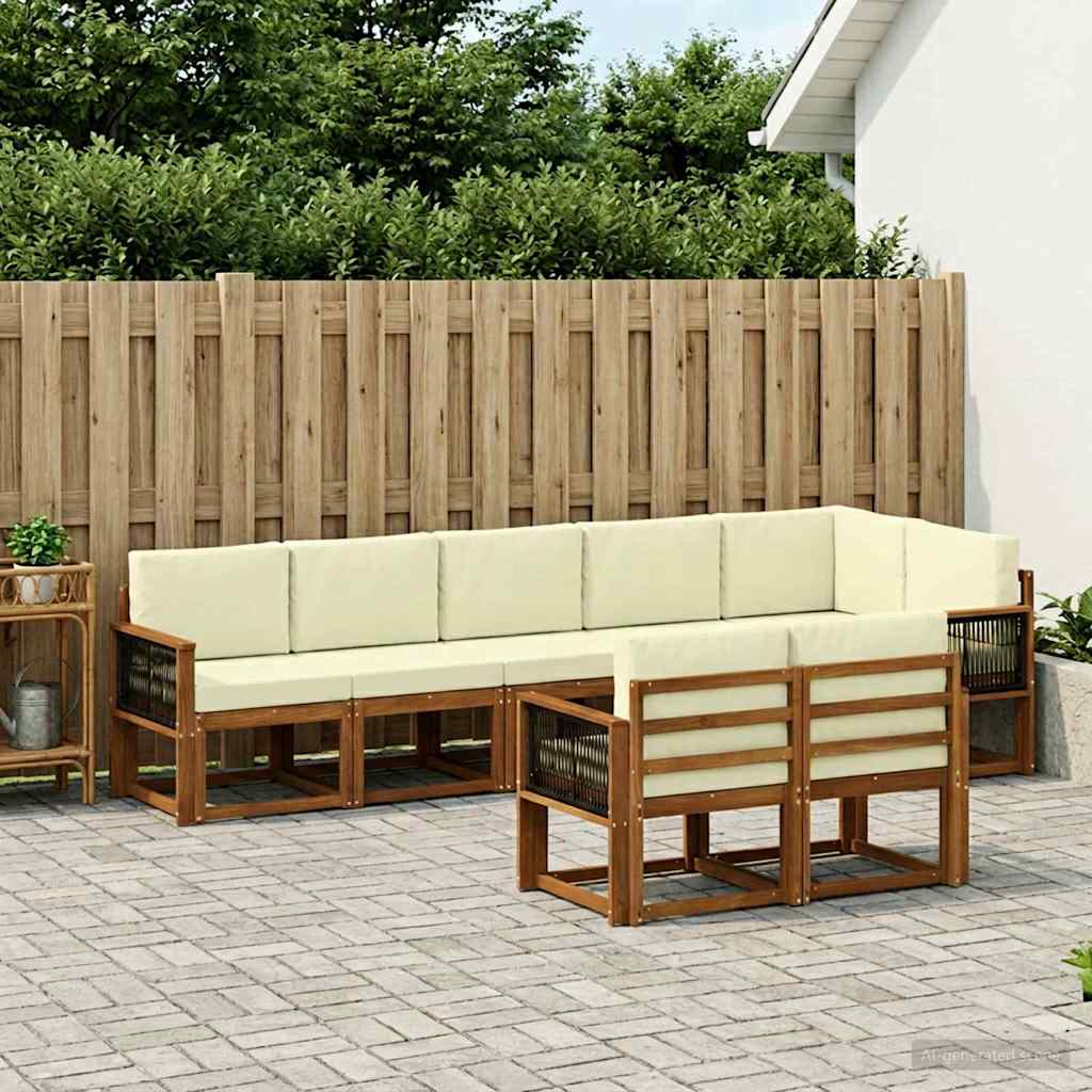 Outdoor-Sofagarnitur 8 stk. Natur und Creme Polyester