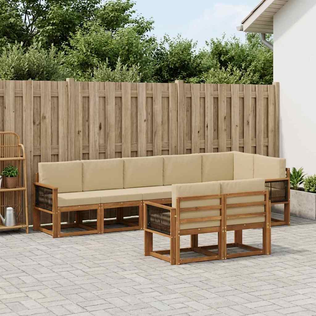 Outdoor-Sofagarnitur 8 stk. Natur und Beige Polyester