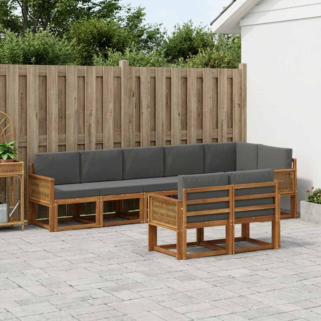 Outdoor-Sofagarnitur 8 stk. Natur und Anthrazit Polyester