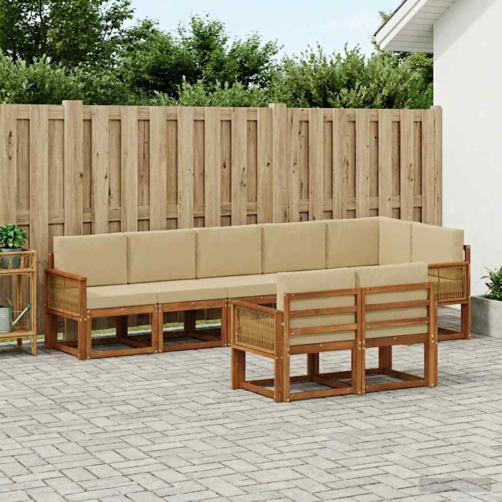 Outdoor-Sofagarnitur 8 stk. Natur und Beige Polyester