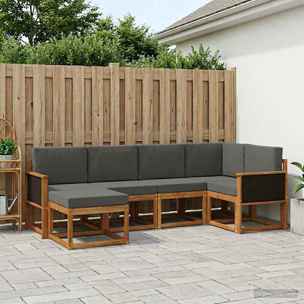 Outdoor-Sofagarnitur 6 stk. Natur und Anthrazit