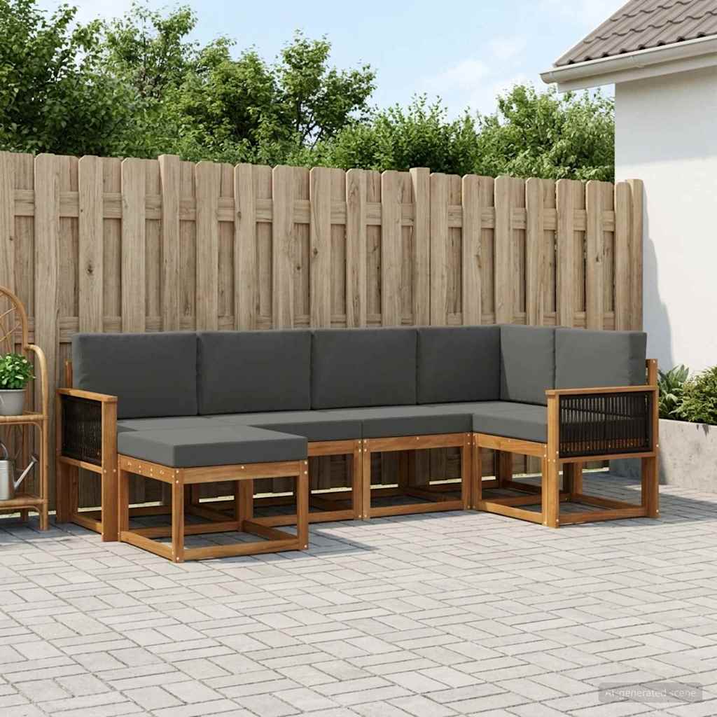 Outdoor-Sofagarnitur 6 stk. Natur und Anthrazit
