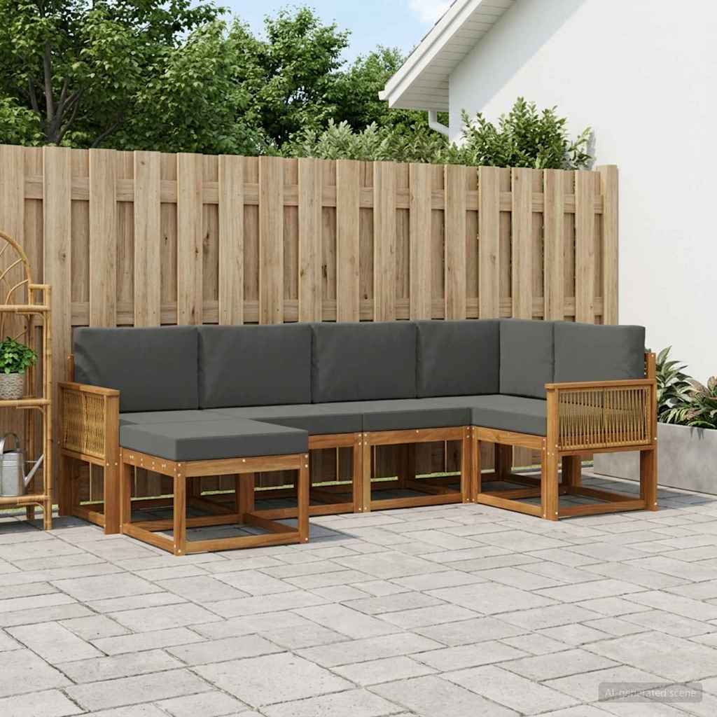 Outdoor-Sofagarnitur 6 stk. Natur und Anthrazit Polyester