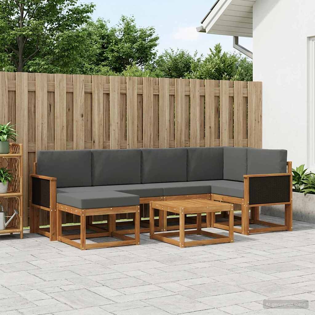 Outdoor-Sofagarnitur 7 stk. Natur und Anthrazit