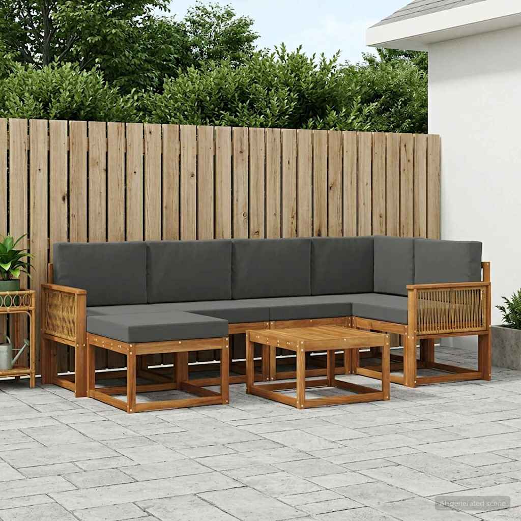 Outdoor-Sofagarnitur 7 stk. Natur und Anthrazit