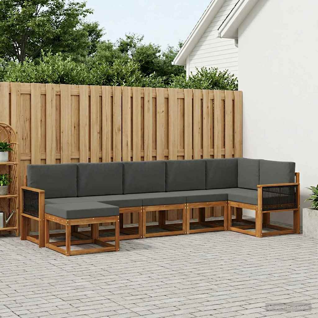Outdoor-Sofagarnitur 7 stk. Natur und Anthrazit Polyester