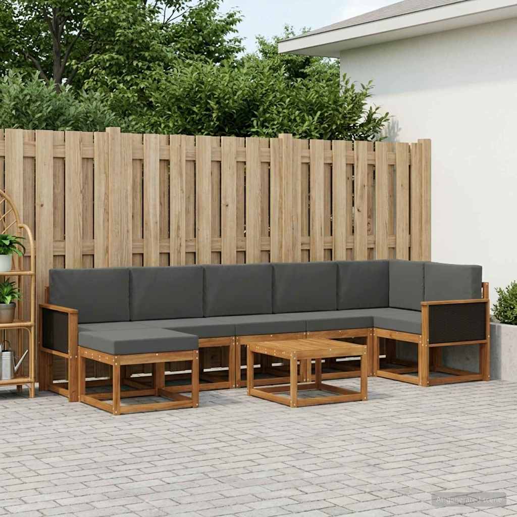 Outdoor-Sofagarnitur 8 stk. Natur und Anthrazit Polyester
