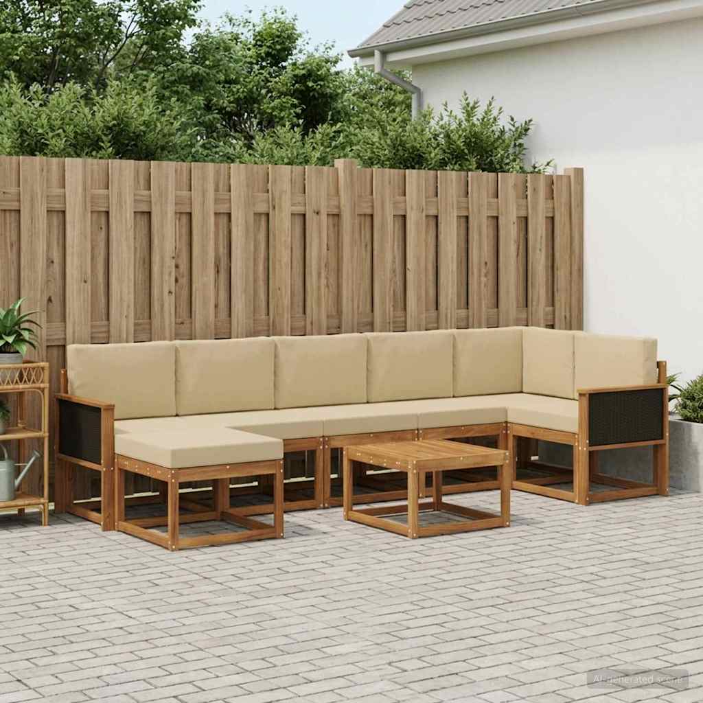 Outdoor-Sofagarnitur 8 stk. Natur und Beige Polyester