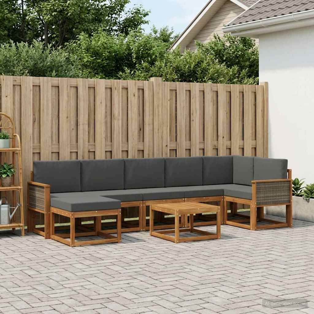Outdoor-Sofagarnitur 8 stk. Natur und Anthrazit Polyester