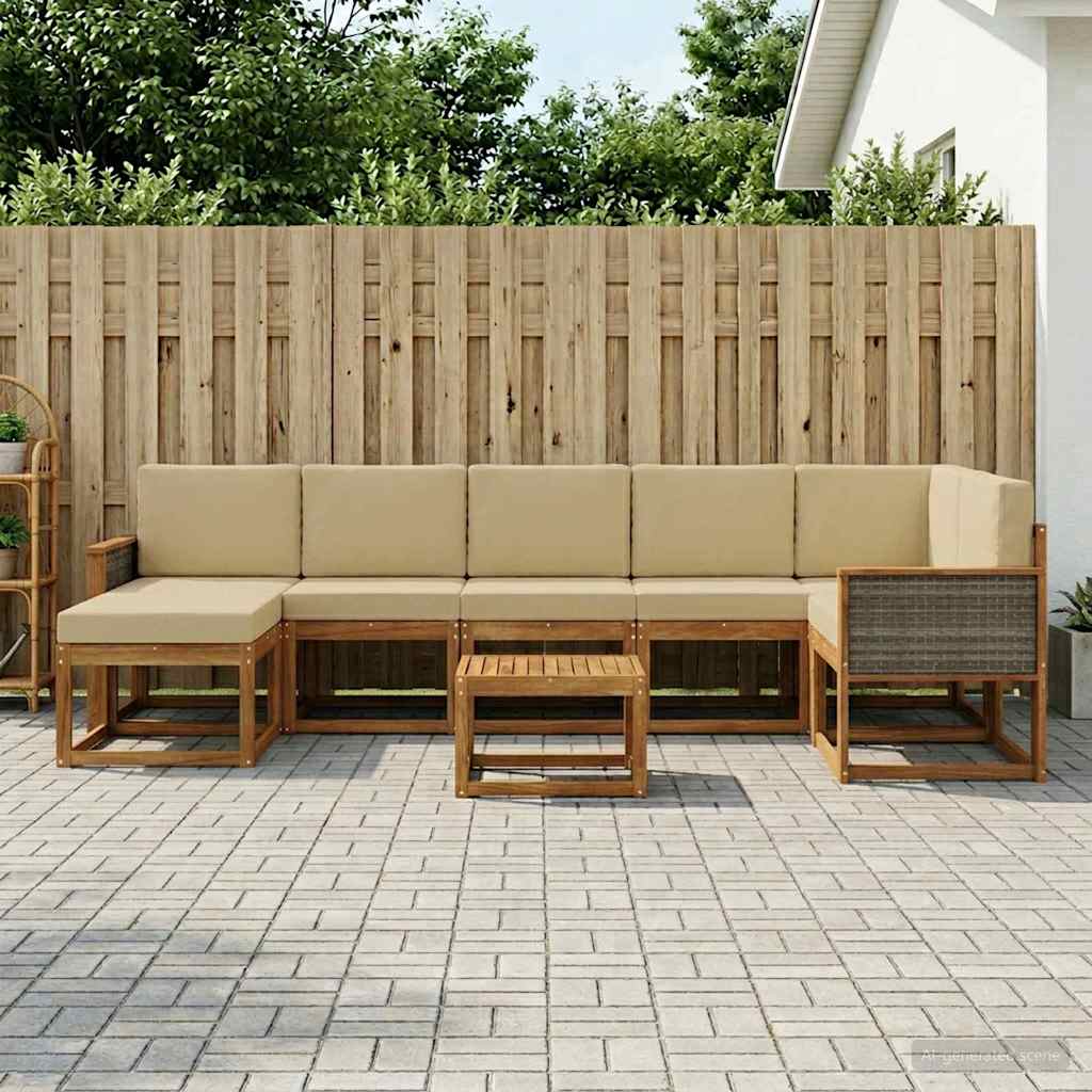 Outdoor-Sofagarnitur 8 stk. Natur und Beige Polyester