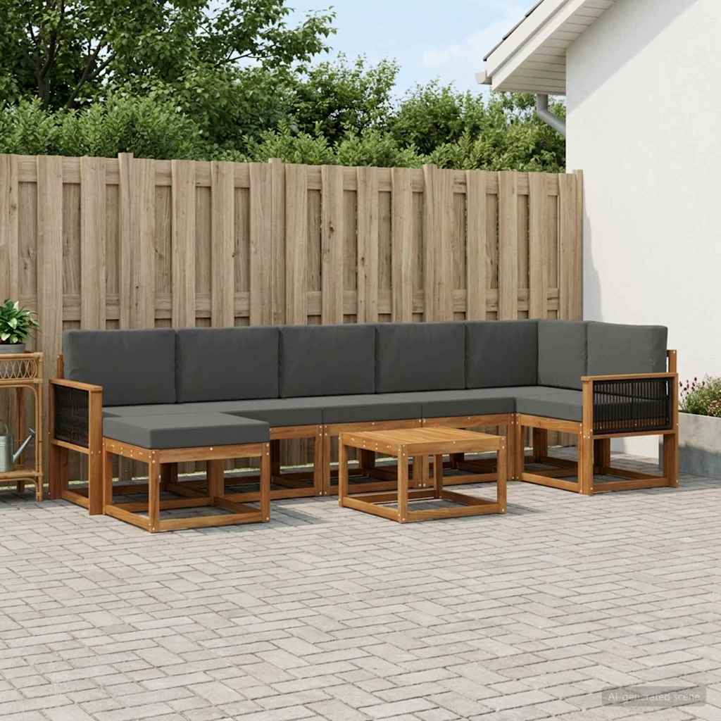 Outdoor-Sofagarnitur 8 stk. Natur und Anthrazit Polyester