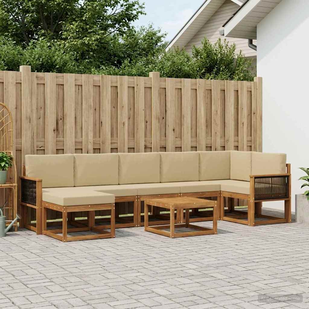 Outdoor-Sofagarnitur 8 stk. Natur und Beige Polyester