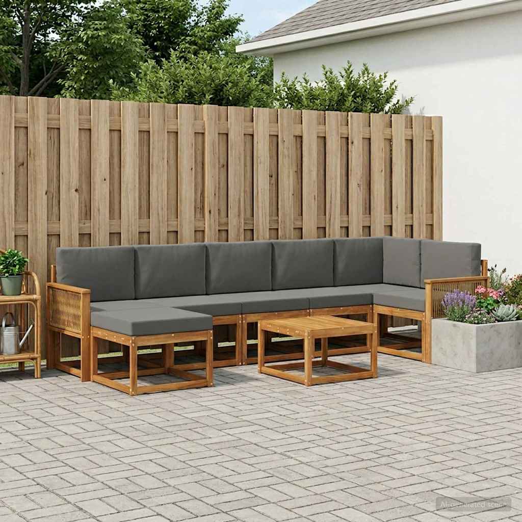 Outdoor-Sofagarnitur 8 stk. Natur und Anthrazit Polyester