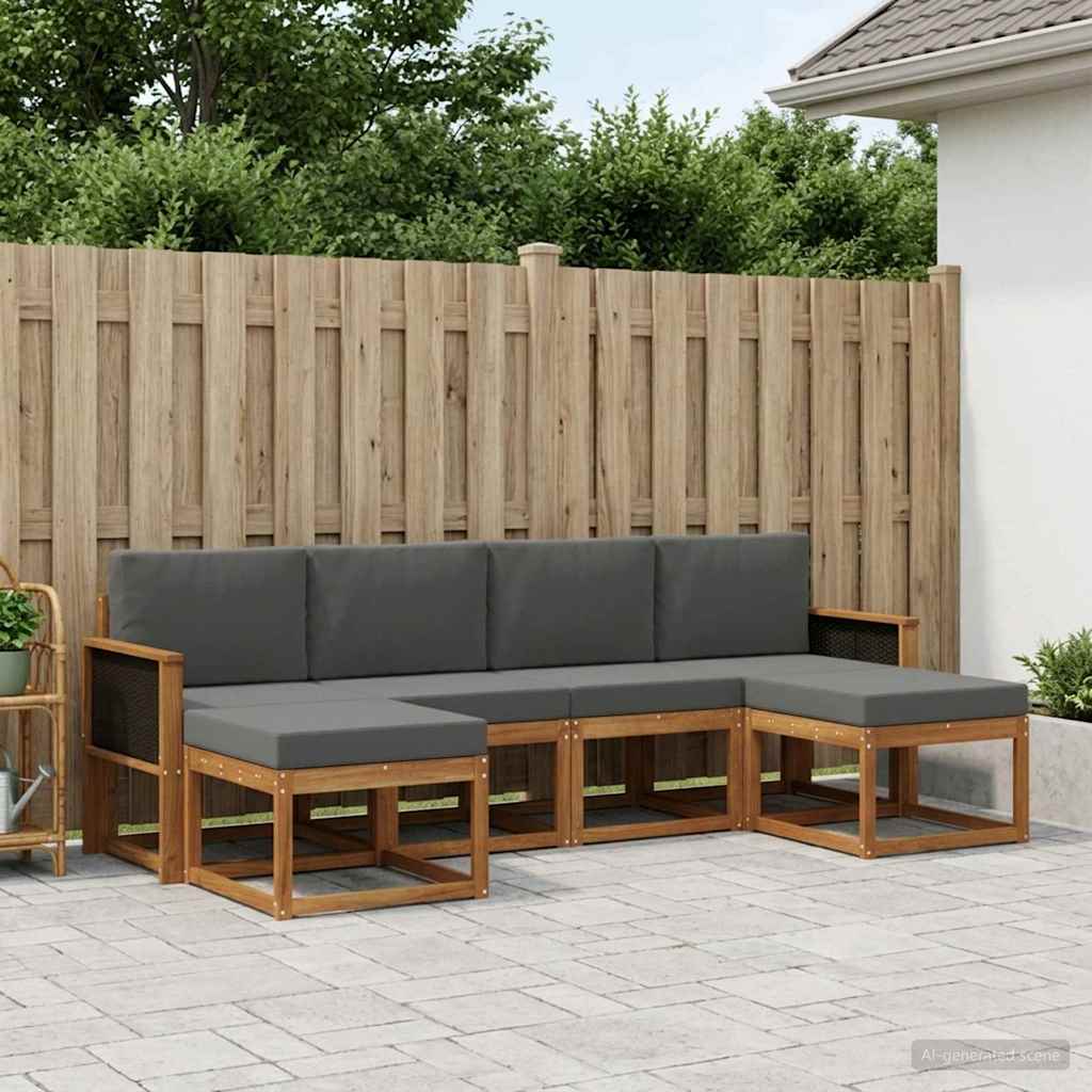Outdoor-Sofagarnitur 6 stk. Natur und Anthrazit Polyester