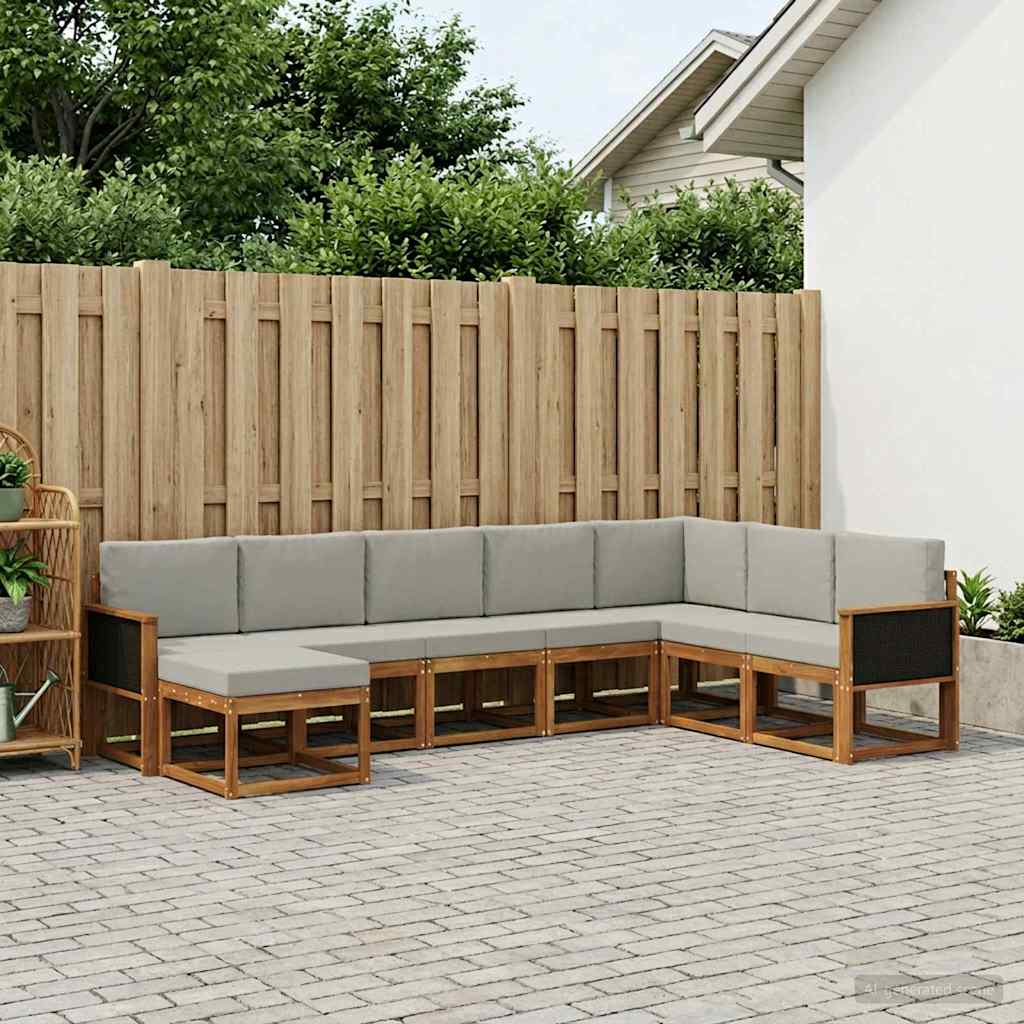 Outdoor-Sofagarnitur 8 stk. Natürlich und Hellgrau