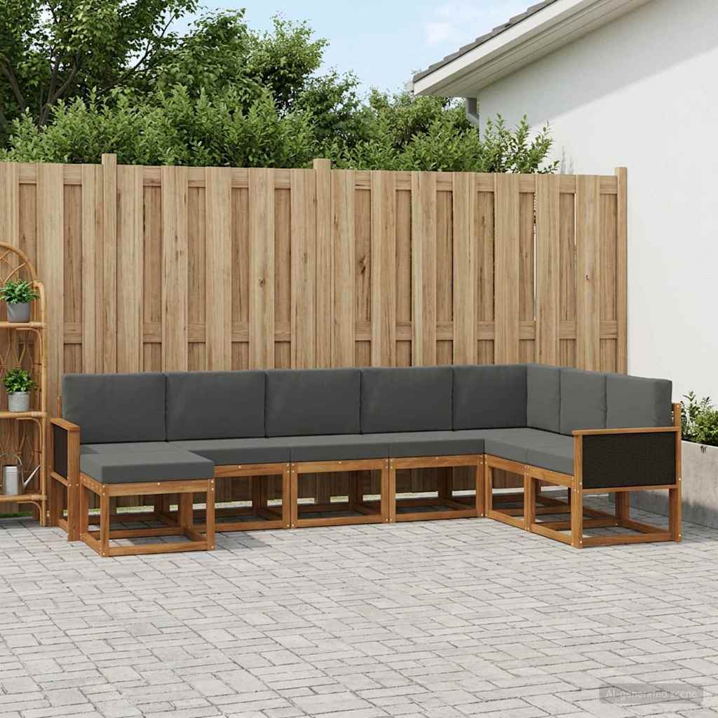 Outdoor-Sofagarnitur 8 stk. Natur und Anthrazit