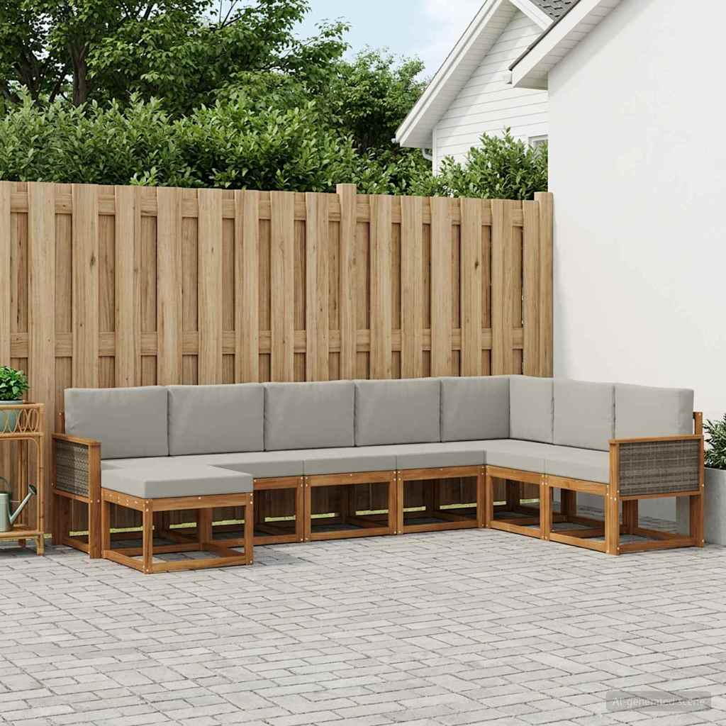 Outdoor-Sofagarnitur 8 stk. Natürlich und Hellgrau