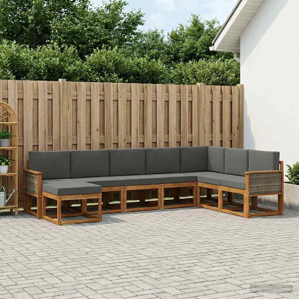 Outdoor-Sofagarnitur 8 stk. Natur und Anthrazit