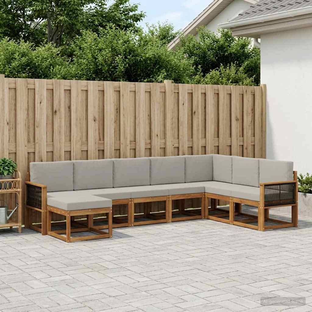 Outdoor-Sofagarnitur 8 stk. Natürlich und Hellgrau