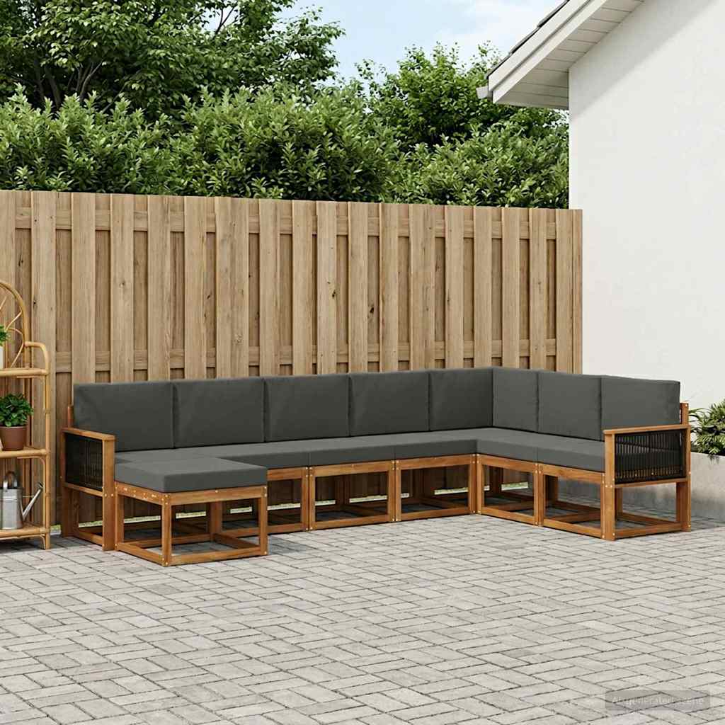Outdoor-Sofagarnitur 8 stk. Natur und Anthrazit