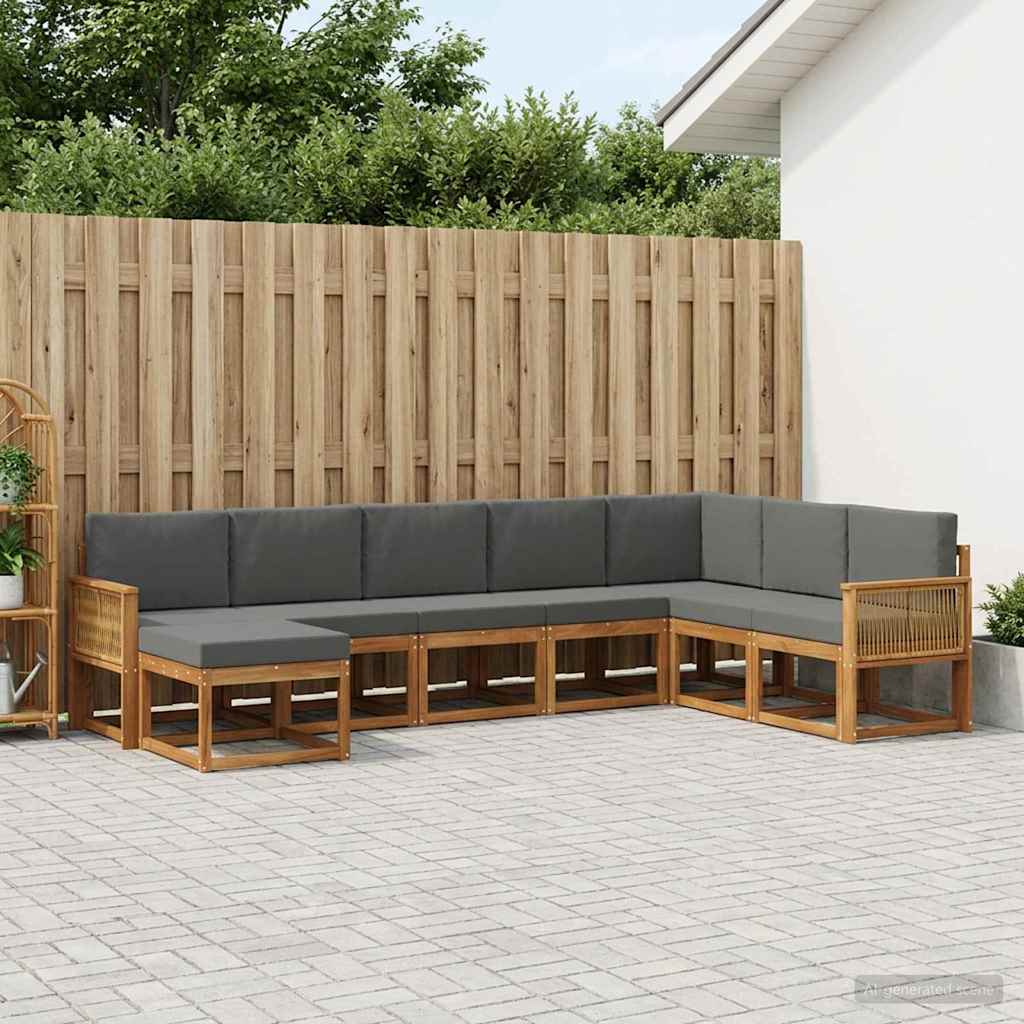 Outdoor-Sofagarnitur 8 stk. Natur und Anthrazit