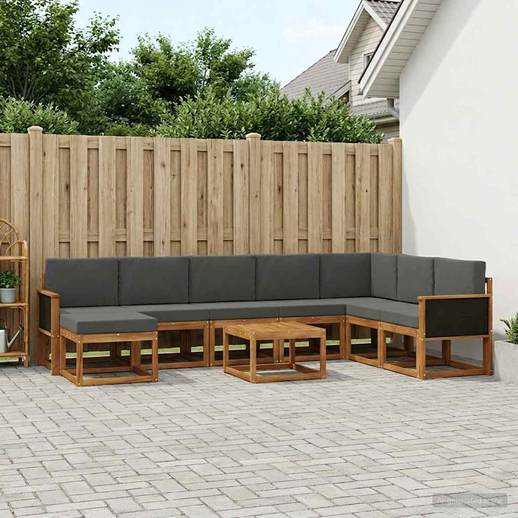Outdoor-Sofagarnitur 9 stk. Natur und Anthrazit