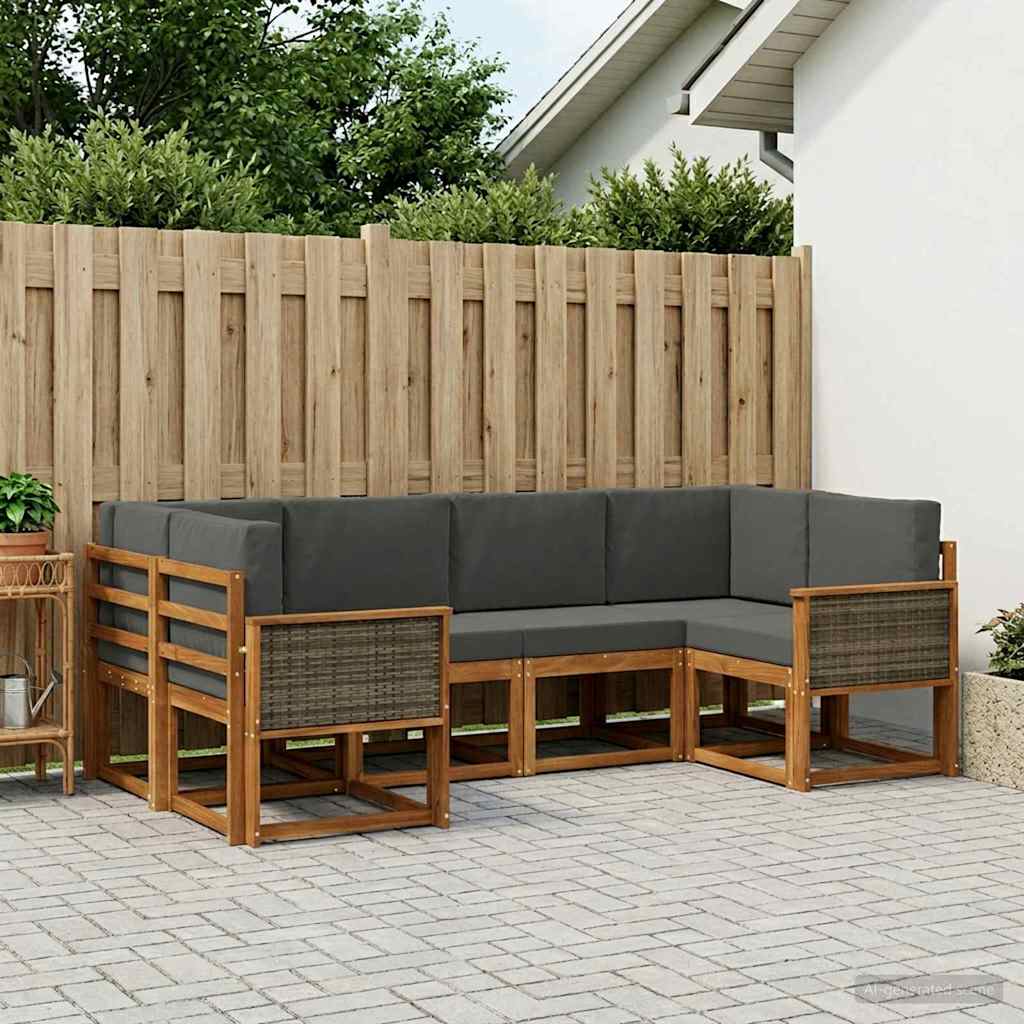 Outdoor-Sofagarnitur 6 stk. Natur und Anthrazit