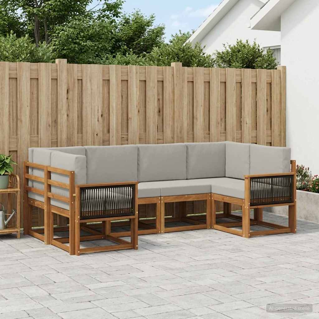 Outdoor-Sofagarnitur 6 stk. Natürlich und Hellgrau