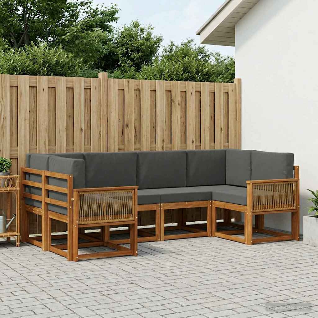 Outdoor-Sofagarnitur 6 stk. Natur und Anthrazit