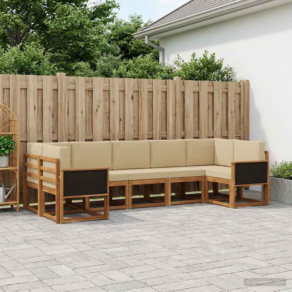 Outdoor-Sofagarnitur 7 stk. Natur und Beige