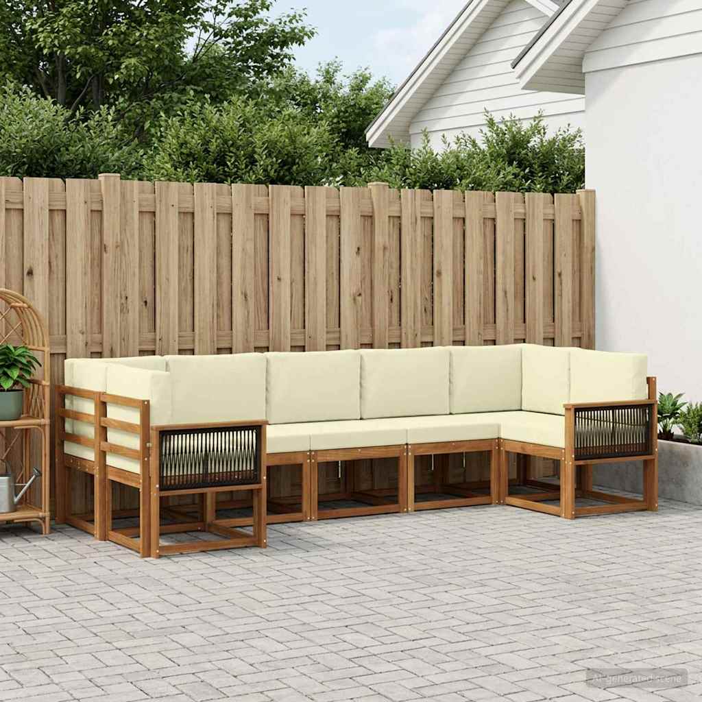 Outdoor-Sofagarnitur 7 stk. Natur und Creme